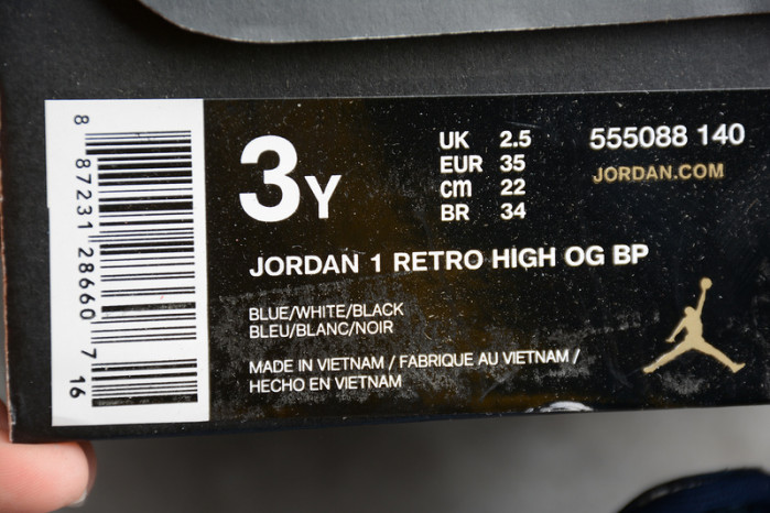 kids air jordan 1 obsidian university blue (555088-140)